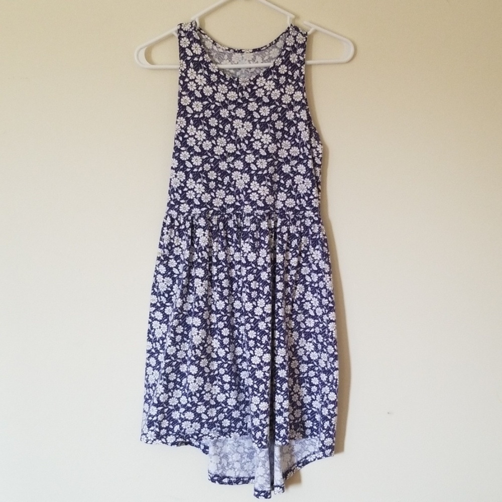 Lands End 10-10 sleeveless hi-low daisy dress